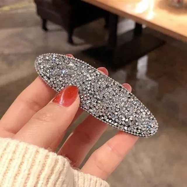 Geometric crystal rhinestone hair clip Silver - Shop at LoveMi
