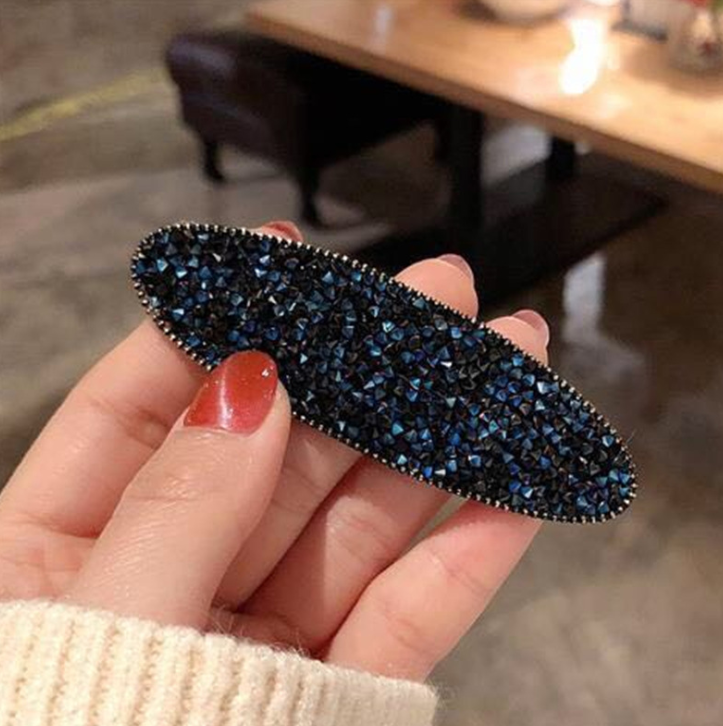 Geometric crystal rhinestone hair clip Royal Blue - Shop at LoveMi