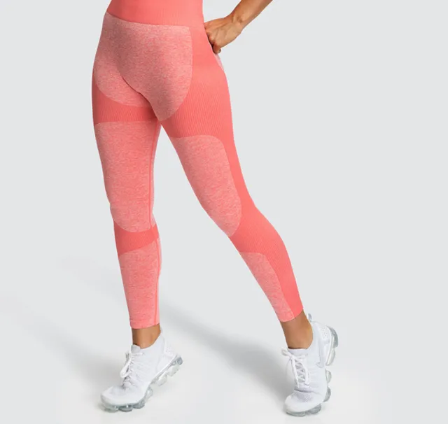 Europe and the United States seamless knitting hips moisture wicking yoga pants sports fitness pants sexy hip female leggings Red - Shop at LoveMi