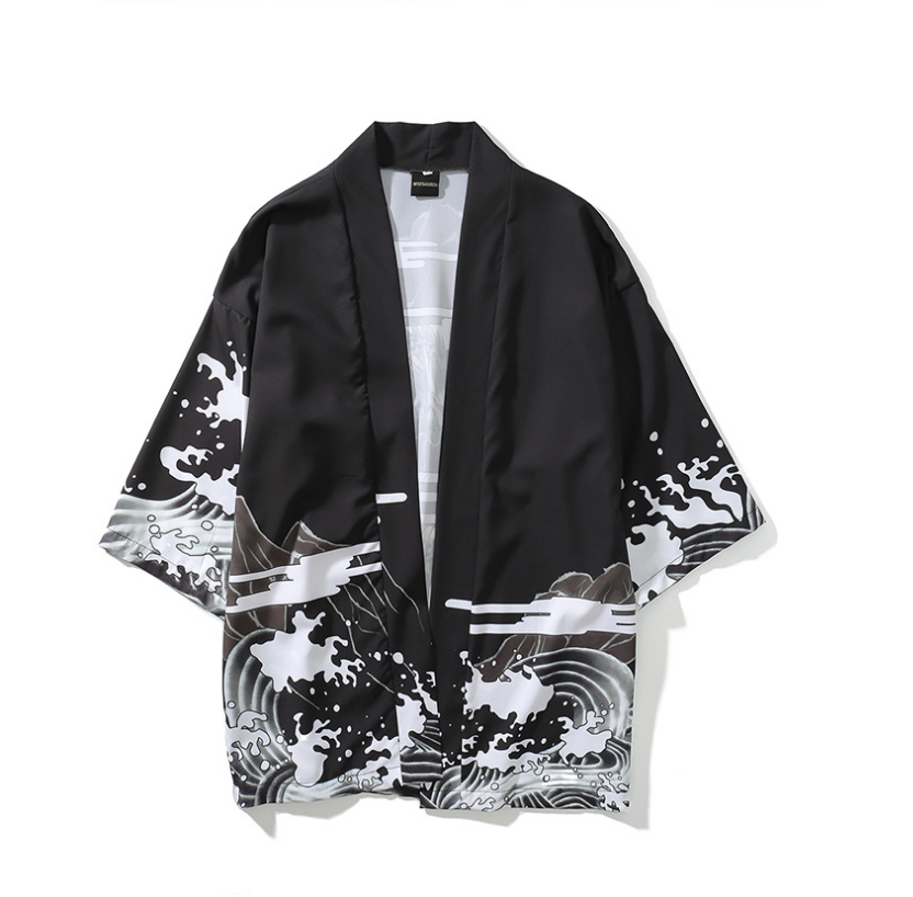 Ukiyo-e painted robes cardigan