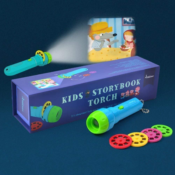 Cartoon Storybook Cards LED Projection Flashlight Interactive Toy