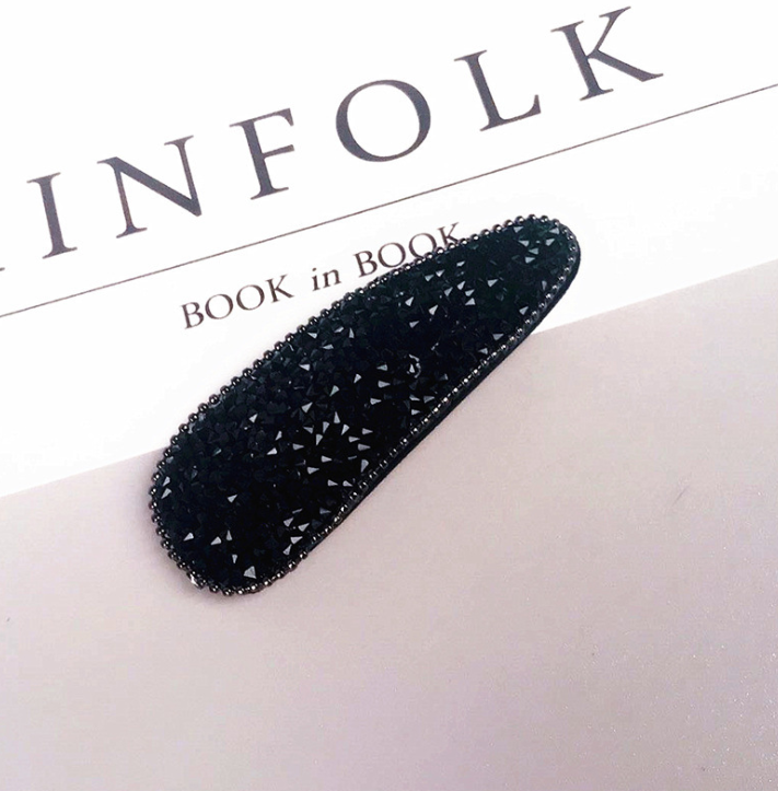 Geometric crystal rhinestone hair clip Black - Shop at LoveMi