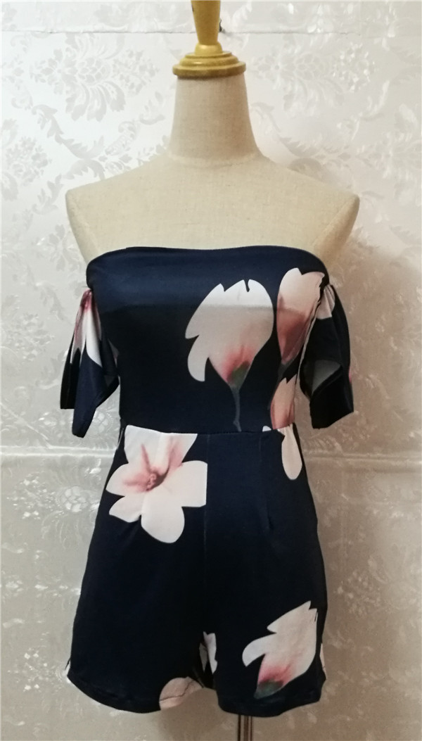 Show-shoulder printed pants