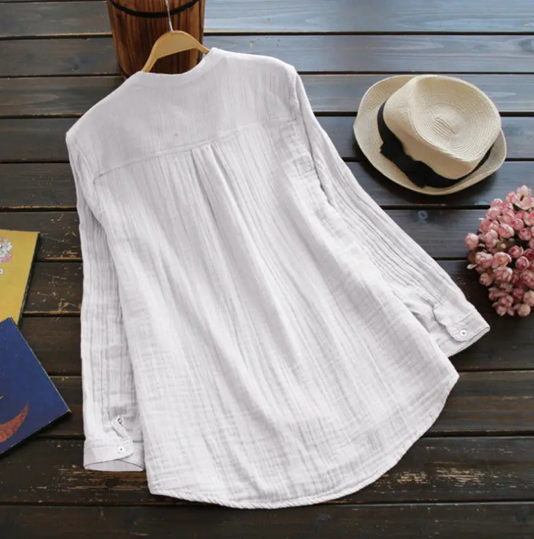Stand collar cotton shirt
