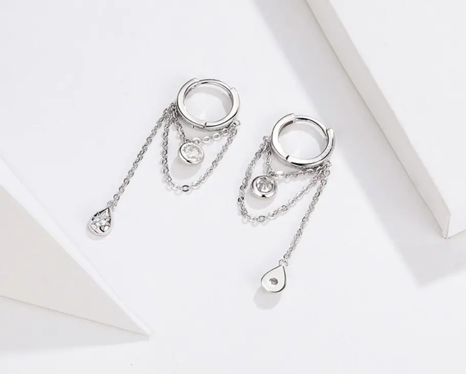 Rebellious Personality Long S925 Sterling Silver Earrings Women Plated