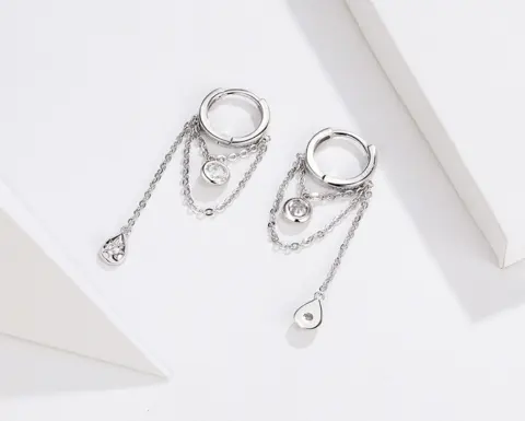 Rebellious Personality Long S925 Sterling Silver Earrings Women Plated