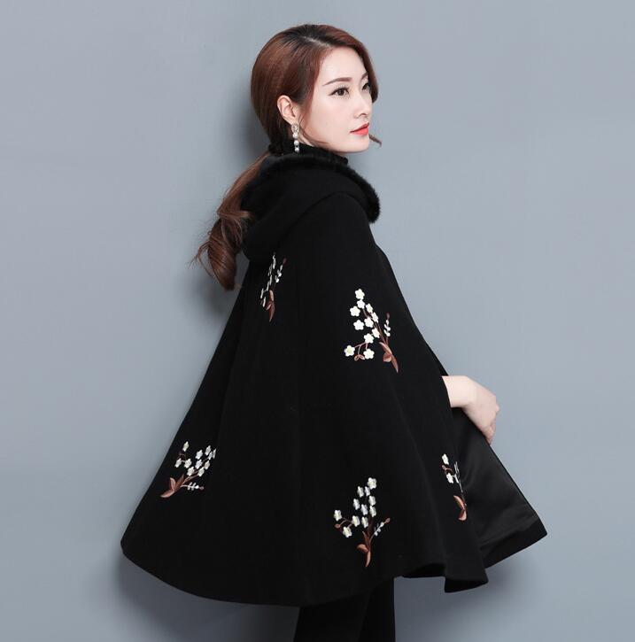 Style Women's Embroidery Flower Cloak Shawl Cloak