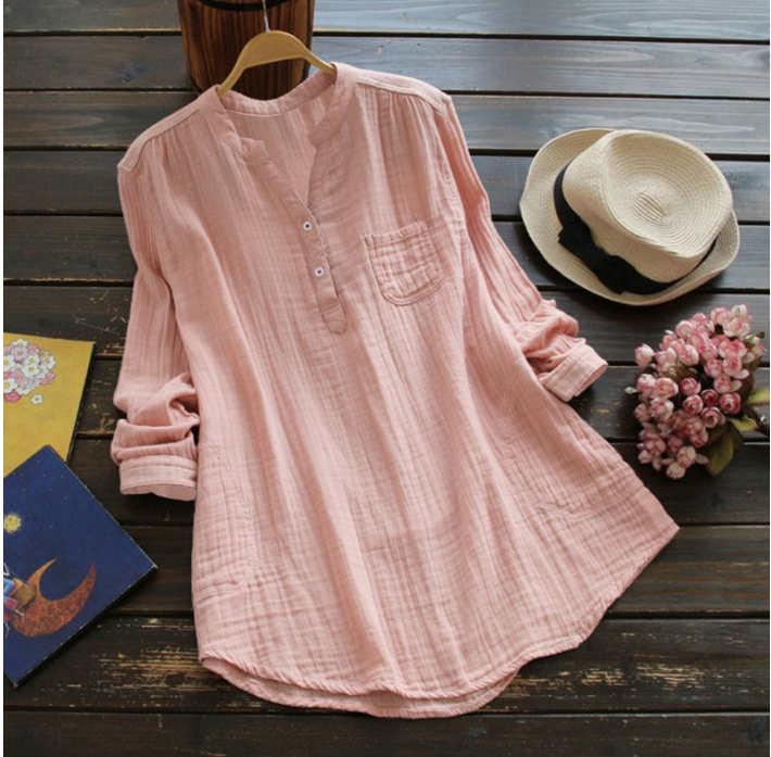 Stand collar cotton shirt