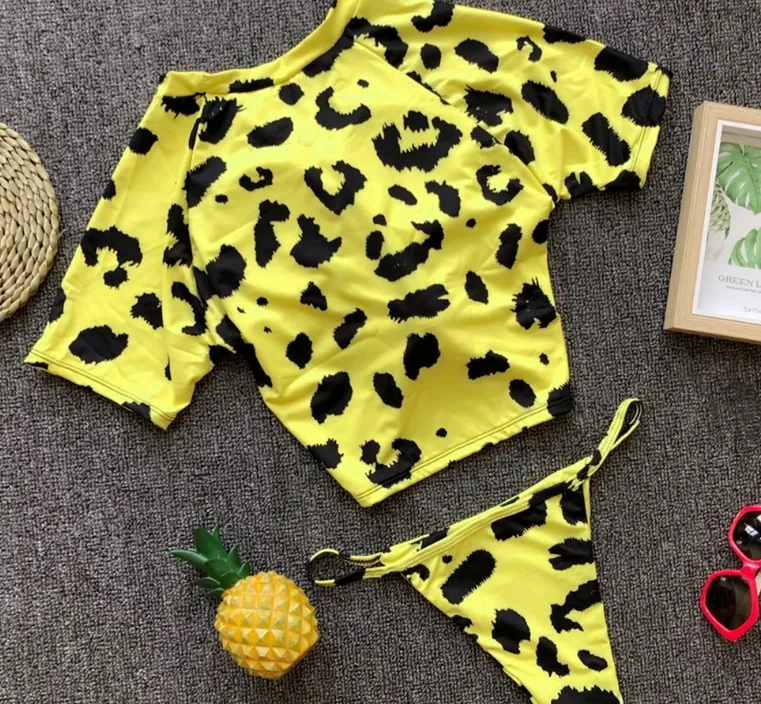 Knotted split swimsuit - Leopard