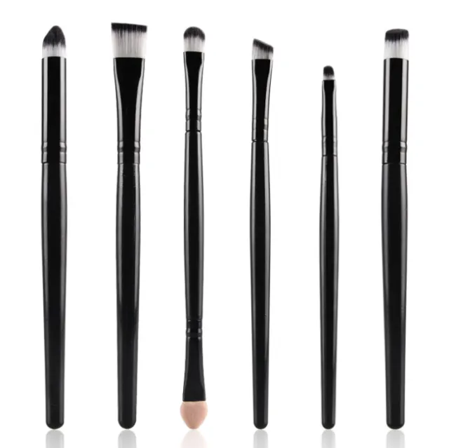 eye makeup cosmetics Brushes Set for Eyeshadow eyebrow lip eyeliner brush beauty make up tools Black 6Pcs - Shop at LoveMi