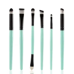 eye makeup cosmetics Brushes Set for Eyeshadow eyebrow lip eyeliner brush beauty make up tools - Green Black 6Pcs - View 1