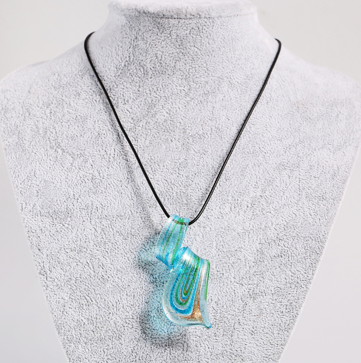 Spiral Knife Pendant Glass Earrings Necklace Set