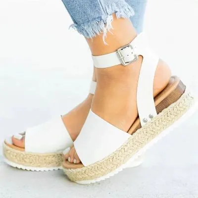 Wedge fish mouth shoes White - Shop at LoveMi
