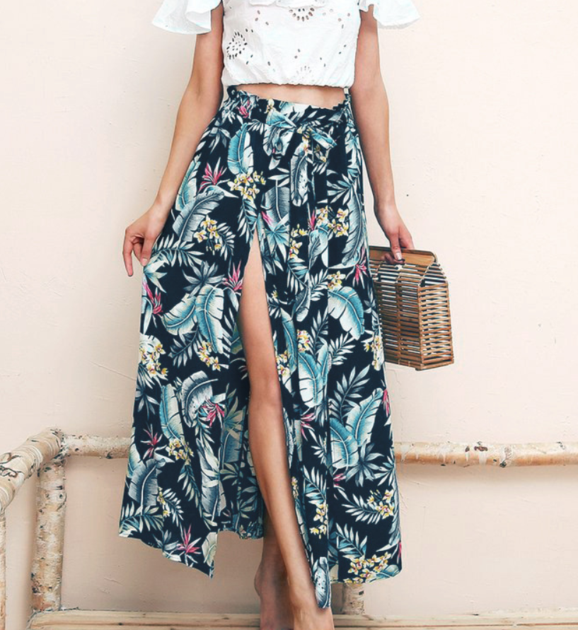 Printed long skirt