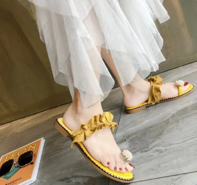 Pearl thong sandals Yellow - Shop at LoveMi