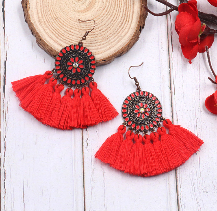 Sun Flower Tassel Earrings