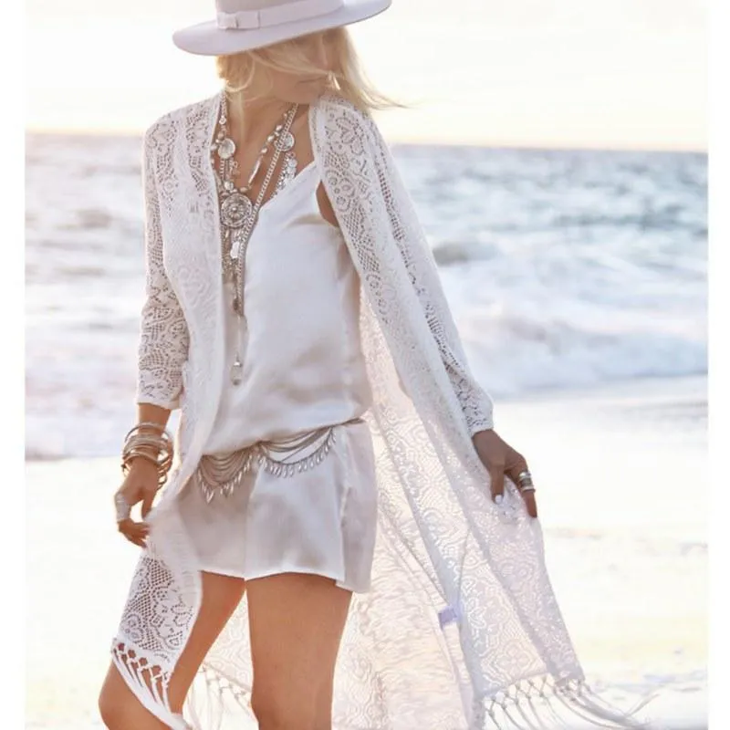 Chiffon beach sunscreen blouse - White