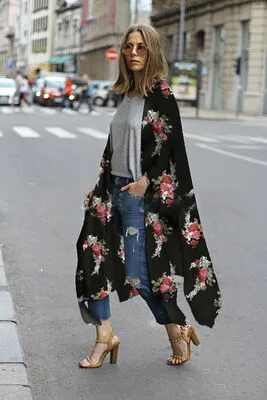 Beach chiffon cardigan holiday shawl Black - Shop at LoveMi
