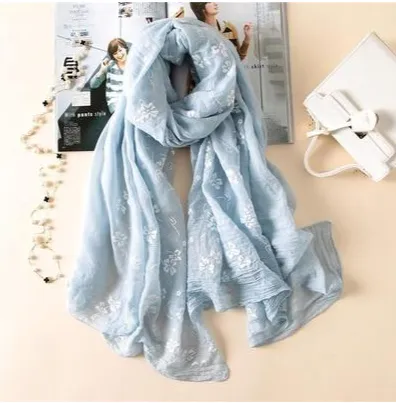 Small flower cotton scarf Blue - Shop at LoveMi