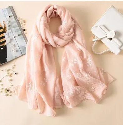 Small flower cotton scarf Pink - Shop at LoveMi