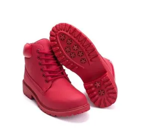 PU flat bottom size Martin boots - Red