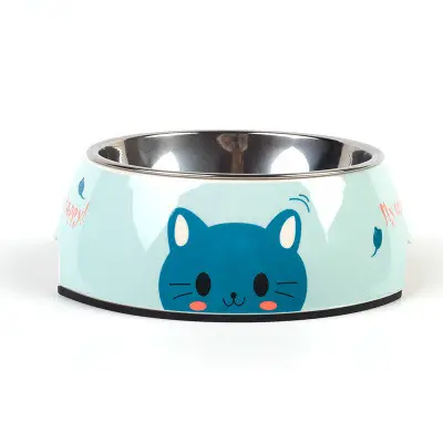 Stainless steel dog bowl cat
