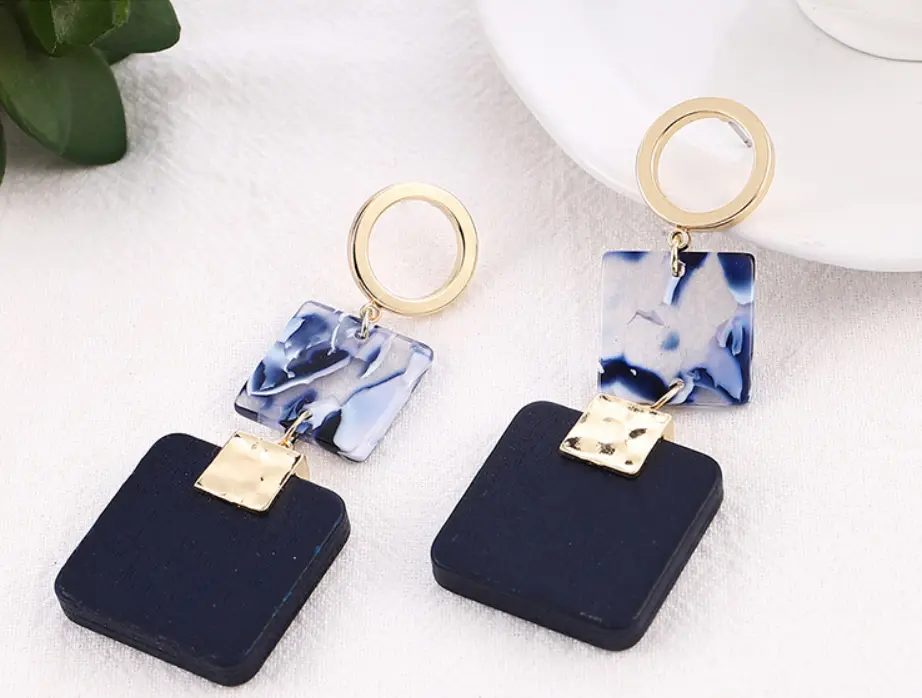 Leopard Earrings Square Wood Earrings