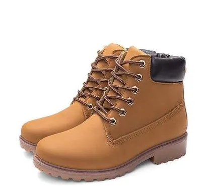 PU flat bottom size Martin boots - Yellow
