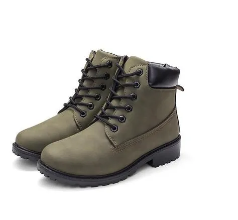 PU flat bottom size Martin boots Green - Shop at LoveMi