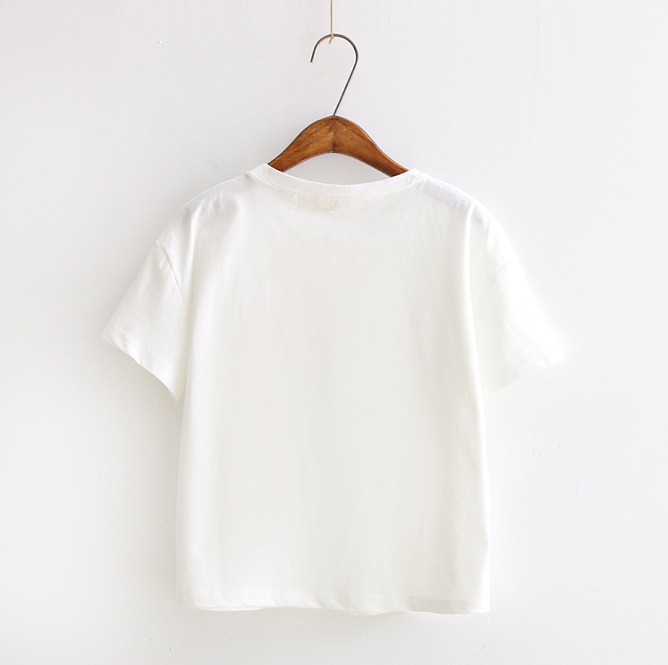 Printed round neck slim bottoming shirt