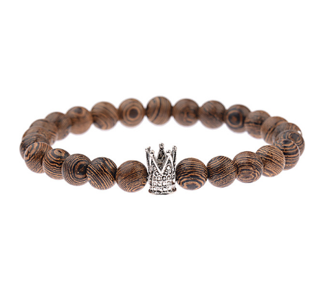 Wood grain bead bracelet