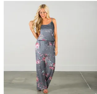 Floral Jumpsuit - Light Grey