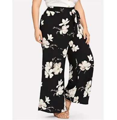 Loose tie print pants Black - Shop at LoveMi