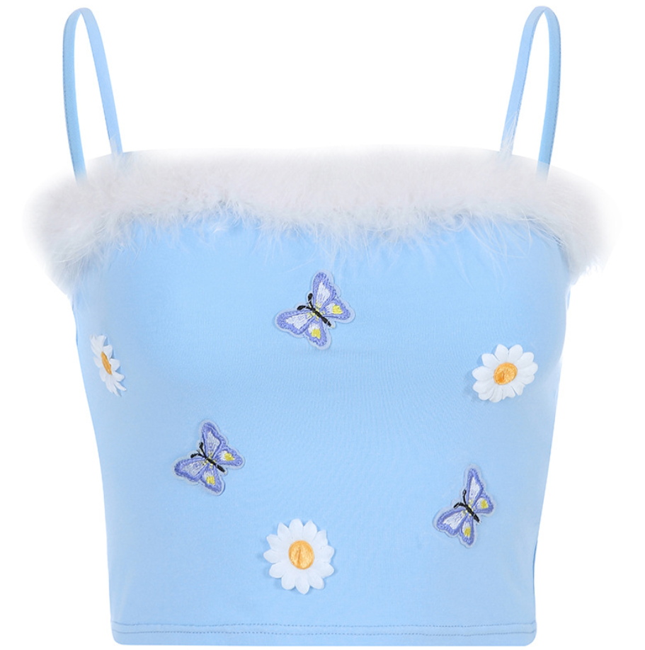 Plush stitching bottoming halter top T-shirt
