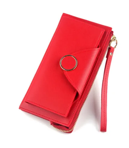 Buckle long section two fold double women's wallet Red - Shop at LoveMi