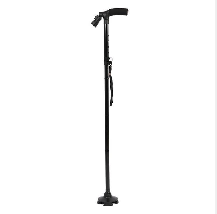 Bastón plegable telescópico de aluminio con luz, 5 tramos