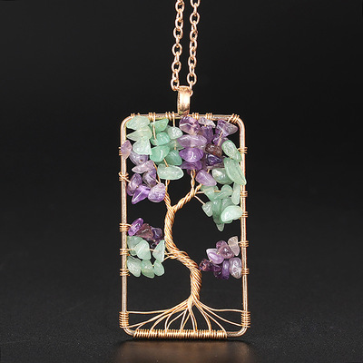 Rectangular Wrap Tree of Life Necklace