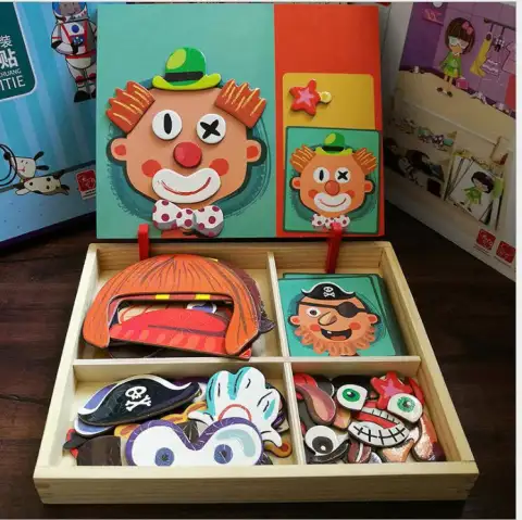 Montessori Magnetic Fun Puzzle Children's Wooden Box Game Cartoon