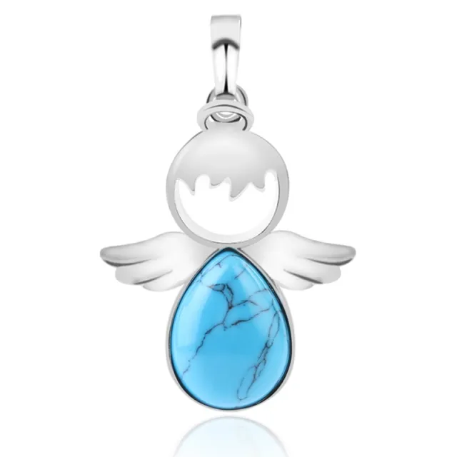 Water Drop Angel Necklace Pendant Blue Pine Stone - Shop at LoveMi
