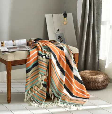 Fringed Knitted Small Blanket Napping Sofa
