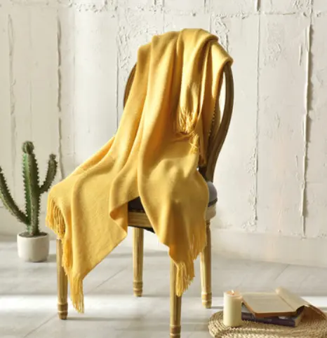 Fringed Knitted Small Blanket Napping Sofa
