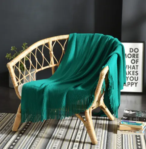 Fringed Knitted Small Blanket Napping Sofa