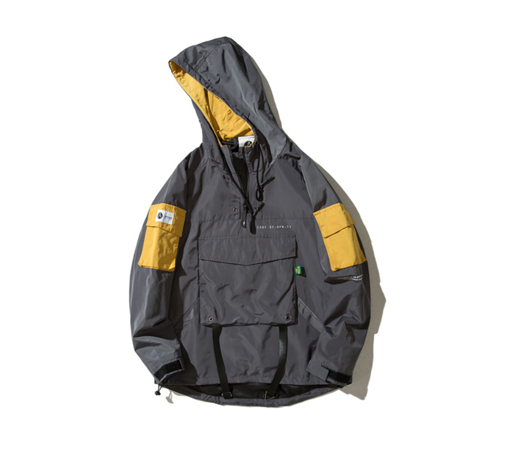 Jacket colorblock hooded windbreaker jacket