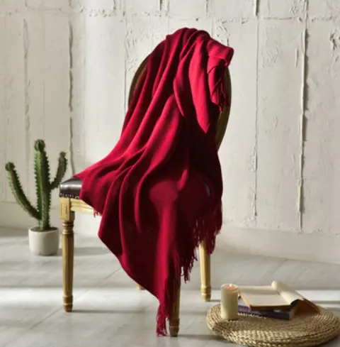 Fringed Knitted Small Blanket Napping Sofa