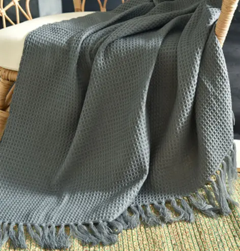 Fringed Knitted Small Blanket Napping Sofa