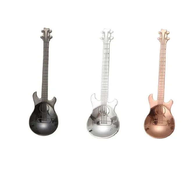 Guitar Coffee Spoon Set Stainless Steel Dessert Ice Cream Spoon Tea Spoon Coffee Accessories Black Silve Rose Gold - Shop at LoveMi