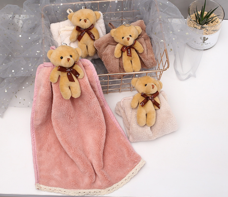 Coral velvet dish towel bathroom hanging absorbent towel — foto 3