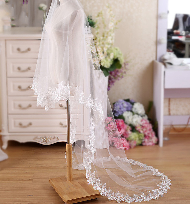 Simple lace Korean bride veil White - Shop at LoveMi