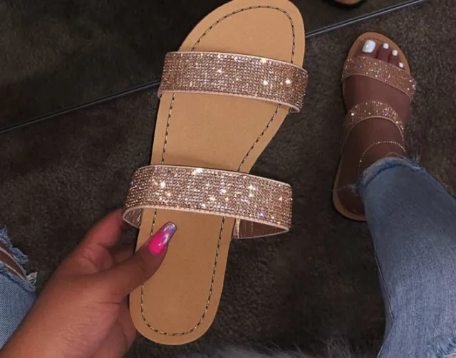 Sandals flat with ladies slippers Gold - Shop at LoveMi