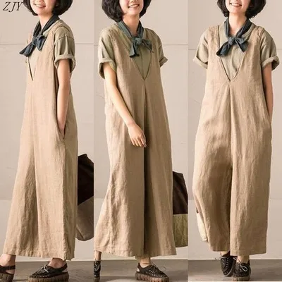 Women's fat mm slim fashion wide leg - Khaki